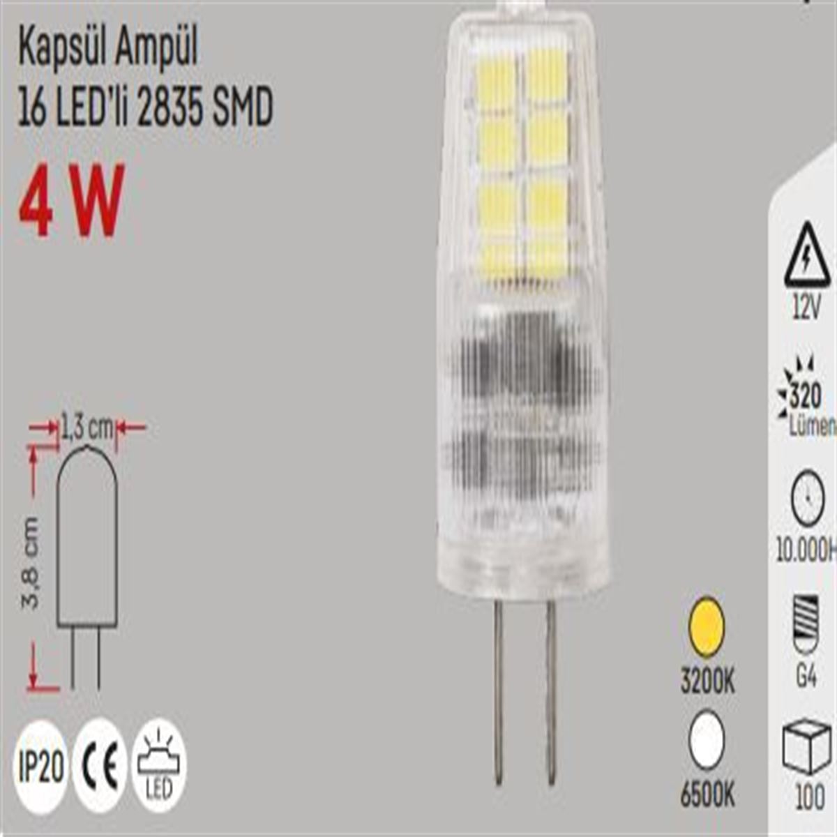 3W.12V.LED KAPSÜL G4 BEYAZ 1